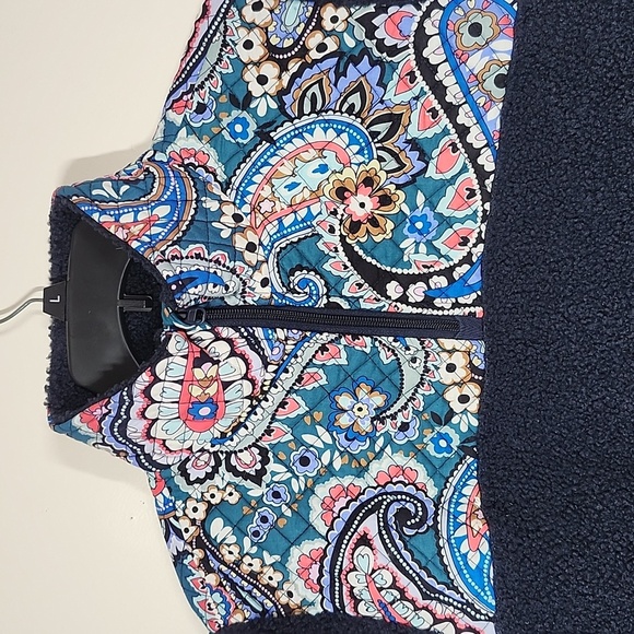 Vera Bradley Teddy Fleece Pullover Paisley Quilted Shoulders Womens Large - Picture 7 of 8